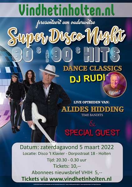 Poster Vindhetinholten Super Disco Night 5 maart 2022 600